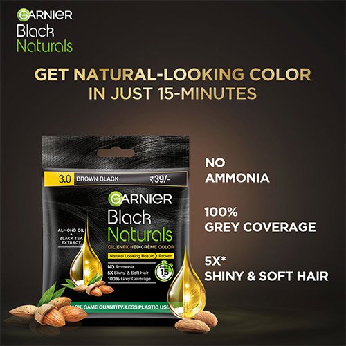 Natural looking Brown Black Hair Colour in 15 minutes
